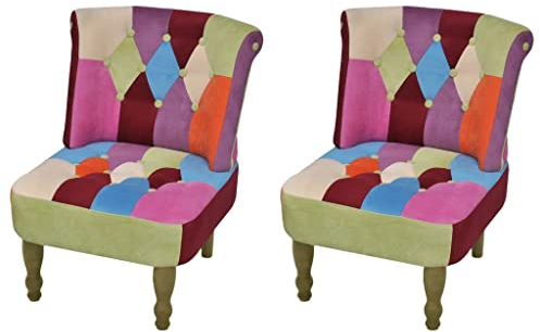vidaXL Patchwork Sessel bunt Stuhlsessel Sessel Stuhl Armless Sofa Clubsessel 2 Stück