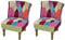 vidaXL Patchwork Sessel bunt Stuhlsessel Sessel Stuhl Armless Sofa Clubsessel 2 Stück