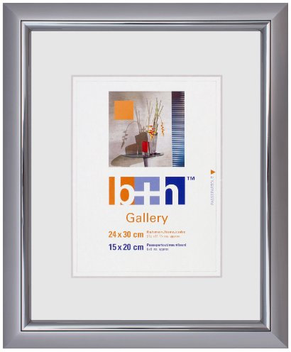Bilderrahmen 28 x 35 Kunststoff silber matt Echt-Glas Innenleiste silbern glänzend Portraitrahmen