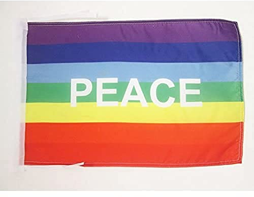 BANDIERA ARCOBALENO PACE 45x30cm - BANDIERINA PEACE - RAINBOW FLAG 30 x 45 cm cordicelle - AZ FLAG