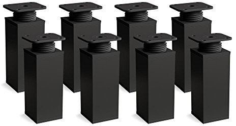 Sossai Höhenverstellbare Möbelfüße MFV1, 8er Set, schwarzmatt, Höhe 80 mm, 40 x 40 mm Vierkantprofil, für Regale und Schränke