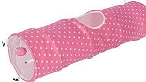 Kerbl 81595 Katzentunnel „Puntino“ | Katzenröhre mit Seitenausschnitt in pink/weiß | 100 cm lang und mit einem Durchmesser von 25 cm