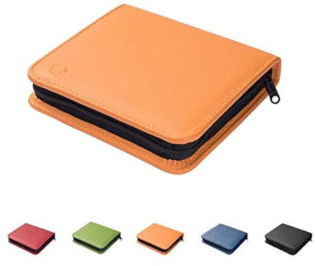 Homöopathische Taschenapotheke für Globuli, leer, Globuli-Tasche für 48 Globuli-Röhrchen (Glas), handgemacht aus echtem Leder (safran-gelb)
