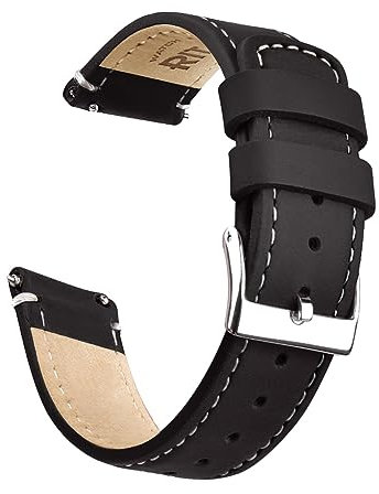 Ritche Leder-Uhrenarmband mit Schnellverschluss, 18 mm, 19 mm, 20 mm, 21 mm, 22 mm, 23 mm oder 24 mm, für Damen und Herren, weißer Elefant, Strumpffüller für Herren, Schwarz / Weiß / Silber, 21MM,