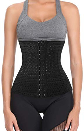 TRISTIN Women Waist Cinchers Corset Adjustable Hook&Eye Closure Workout Trainer Flexible Body Shaper Weight Loss Belt Black UK 6(fit 25-28 waistline)
