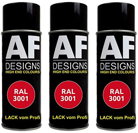 Alex Flittner Designs 3x RAL Lackspray Autolack Buntlack Spraydose RAL3001 SIGNALROT seidenmatt