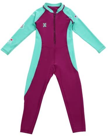 IMEKIS Traje de baño de manga larga para niños y niñas, traje de baño de una pieza de cuerpo completo, traje de neopreno para surf, protección UV, UPF 50+, traje de baño para deportes acuáticos,