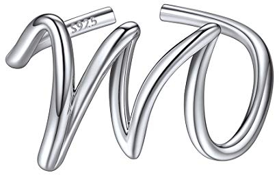 ChicSilver 925 Silber Damen Buchstabe M Ring Mädchen Offener verstellbare Ring Partner Ring für Sie und Ihre Liebeste