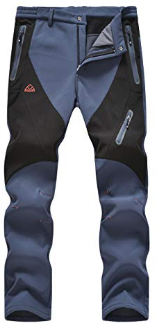 donhobo Herren Wanderhose Wasserdicht Softshellhose Outdoorhose Winddicht Warm Gefüttert Winterhose Trekkinghose Skihose Funktionshose (Grau, 32)