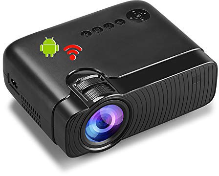 ZXCVASDF Portable Mini Wifi Projector, Native 720P, Support HD 1080P, Built-In Android System, Home Theater Projector, Support TV/VGA/HDMI/USB/SD Card/DVD/PS4, LED Lifespan Is 50,000 Hours