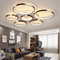 LED-Deckenleuchte Moderne Wohnzimmerlampe Kreativität 7-Ring Deckenlampe Braun Runde Kreis Schlafzimmer Kronleuchter,3000K-6500K Dimmbar Mit Fernbedienung Restaurant Dekoration Leuchtung,108W/Ø110CM