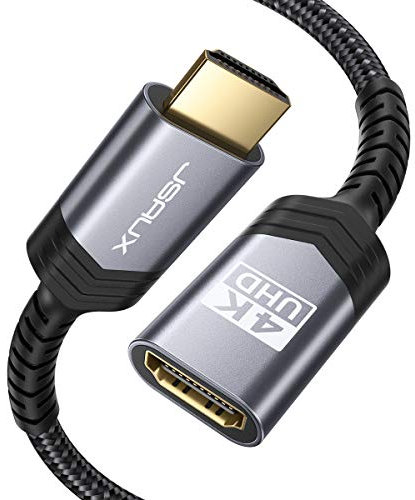 JSAUX HDMI Extension Cable, 1M 4K@60Hz HDR High Speed HDMI 2.0 Extender HDMI Male to Female Lead Support 3D, 18Gbps, ARC, Ethernet Compatible with TV Stick, Roku Fire Stick, Blu-Ray, PS3/PS4 - Grey