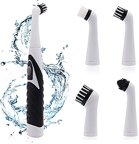 Cepillo Limpieza Hogar,Cepillo Electrico Limpieza Hogar,fregadora De Energía con 4 Cepillo Herramienta De Limpieza Oscilante para Limpia Todas Las Esquinas Huecos para Baño, Cocina, Hogar