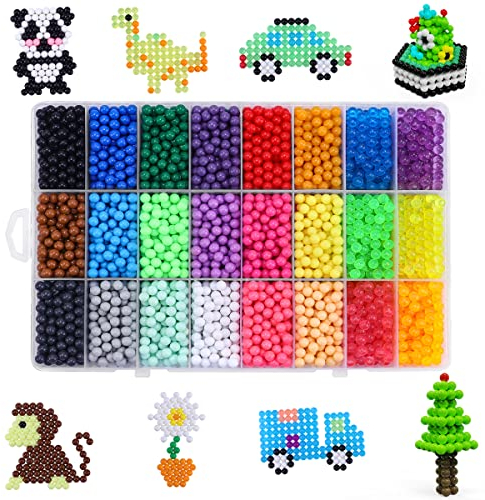 CGBOOM 24 Colors 6800+ 5mm Round Plastic Craft Beads Refill Set,Water Spray Beads Set with Arts and Crafts Accessories as DIY Crafts Toys for Kids