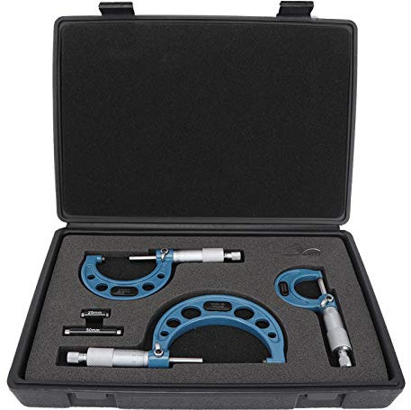 Micrómetro de 3 piezas, métrico 0-25 mm,25-50 mm,50-75 mm Herramienta de medición de diámetro exterior de acero de alta precisión con estuche, con varilla de medición de 25 mm,50 mm y llave