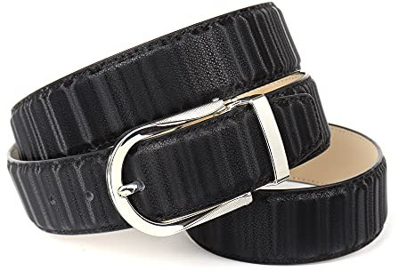 Anthoni Crown Damen Ledergürtel Gürtel, Schwarz, 80