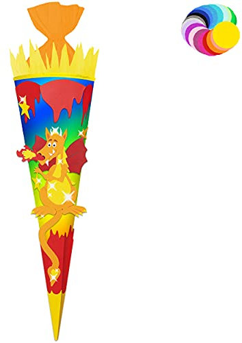 alles-meine.de GmbH Bastelset - Schultüte Farbe & Größe wählbar 70/85 / 100 cm - Drache - Farbe frei wählbar - Bastelschultüte - Zuckertüte zum selber Basteln Bemalen Bekle..