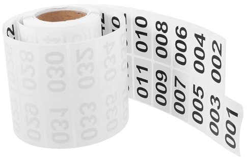 VILLCASE Consecutive Number Labels, Self-Adhesive Inventory Number Label Stickers, 001-1000 Count, Waterproof, Ideal for Storage Classification Supplies