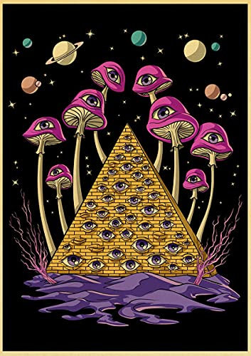 hengyuanxiang Vintage Cartoon Psychedelic Alien Poster Kraftpapier Home Aufkleber Kunst Malerei Lustige Wandaufkleber Für Kaffeehaus Bar N2006 50X70Cm