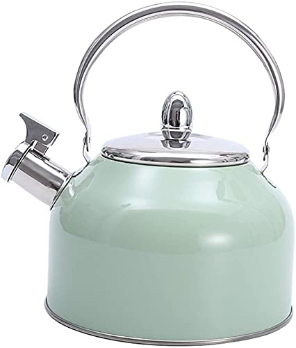SGSG Hervidor de té con Silbato, Estufa con Silbato, hervidor de té con Tapa, 2.5 Cuartos de galón, Verde Menta, Elegante, Tetera de Acero Inoxidable (Verde Menta, 2.5 l)