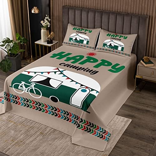 Camper Tagesdecke 170 x 210 cm Camping Abenteuer Steppdecke Raumdekoration rustikal Bauernhaus Camper Dekor Bettdecke geometrische Streifen Azteken Steppung Camper Zubehör Tagesdecke Quilt Set