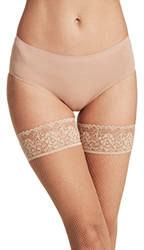 VENEZIANA NUOVA Straps-Netzstrümpfe für Damen – Halterlose Strümpfe mit Spitze, Mattes Finish Strumphose Tan M