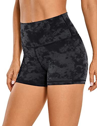 CRZ YOGA Naked Feeling Damen Radlerhose Blickdicht Hohe Taille Kurze Sporthose Yoga Sommer Shorts für Gym Sport - 7cm Der Rauchtintennebel 38
