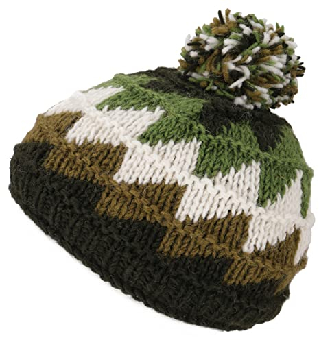 GURU SHOP Beanie Mütze, Bommelmütze aus Nepal, Wintermütze - Modell 8, Herren/Damen, Wolle