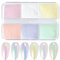 Chrome Nail Powder, 6 Color Aurora Nail Powder Neon Mermaid Nail Glitter Powder Holographic Magic Mirror Effect Nail Pigment Powder Nail Art Decoration