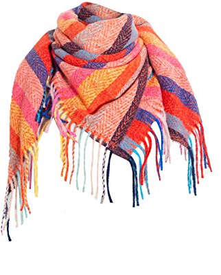 MILAX Damen Strickschal Vintage Elegant Lässige Wickelschal Soft Wrap Großen Dreieckschal Strick Dreieck Schale Retro Dreieckstuch Herbstschal Schnalle Dreieckschal Weich Warm Halten Winterschal