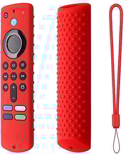 2022 Remote Control Case Cover Compatible for Fire TV Stick (3rd Gen) Third Generation, Remote Control Protective Cover Silicone Dust-proof Sleeve Protection with Lanyard (red)