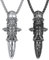JewelryWe Schmuck 2pcs Halskette Herren Retro Gotik Totenkopf Schädel Schlange Patronenhülse Gewehrkugel Kugel Edelstahl Anhänger mit Kette Geschenk für Männer Schwarz Silber