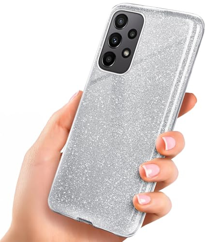 ONEFLOW Glitter Case für Samsung Galaxy A23 5G Glitzer Handyhülle mit Kameraschutz, Stylische Hülle Glitzernd, Dünne TPU Schutzhülle für Damen, Glitzerhülle Qi kompatibel, Silber