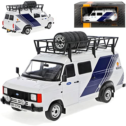 Ixo Ford Transit MK II Weiss Team Ford 1/18 Modell Auto mit individiuellem Wunschkennzeichen