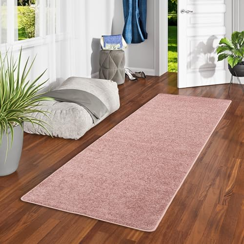 Snapstyle Hochflor Velours Teppich Läufer Einfarbig Weich Luna Altrosa in 9 Größen