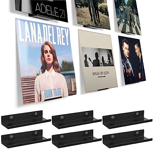 BiJun Vinyl-Wandhalterung, Schwarze Metall-Vinyl-Halterung, Schallplatten Wandhalterung, Set für CD-Display im Büro und zu Hause (Schwarz 06)