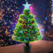 Small Christmas Tree Fiber Optic,55cm Tabletop Mini Xmas Trees, Prelit Artificial Trees with Color Changing LEDs, Lighted Treetopper, Battery Operated Tiny X-mas Tree