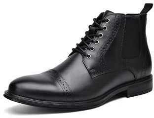 ArcBrothers Herren Kleid Stiefel Kleid Stiefel Für Männer Leder Stiefel Knöchel Causl Stiefel Zwischen Casual Und Dressy Schwarz Stiefel, Schwarz, 47 EU