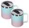 Volhoply 14oz Insulated Stainless Steel Coffee Mug with Lid Bulk 2 Pack,Double Wall Vacuum Travel Coffee Cup with Handle,Reusable Metal Tumbler,Camping Mugs Keep Hot,Christmas Gifts(Green Pink,2)