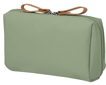 MisFun Kosmetiktasche Klein Schminktasche, Reise Make up Tasche, wasserdichte Leichte Aufbewahrungstasche, Nylon Kulturbeutel mit Fächern, Multifunktions Handtasche Small Make up Bag für Damen Grün