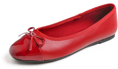 Feversole Women's Fashion Round Toe Ballet Flat,Ballerina a Punta Tonda per Donna Rosa Brevetti Puntale 38