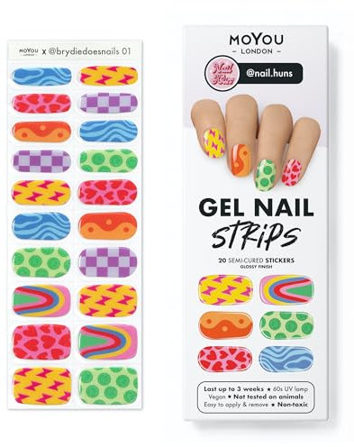 MOYOU LONDON Halbgehärtete UV Gel Strips - 20 Stück - Gel-Nagelfolien UV Härtend für Maniküre in Salonqualität - nail.huns 01