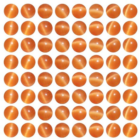 MJDCB 60 piezass Cuentas de Ojo de Gato Naranja 6mm Abalorio de Cristal Redondas Sueltas para Hacer Joyería Pulsera Collar Pendientes Bisutería Accesorios