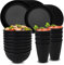 Unbreakable Dinnerware Sets for 8 Peple, Plastic Plates and Bowls Set Reusable Tableware Set, Microwave Dishwasher Safe, Camping Picnic Home Party Dinner Set 16pcs Plates, 8pcs Bowls, 8pcs Cups, Black