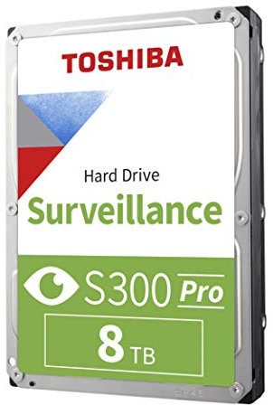 Toshiba S300 PRO 8TB Surveillance 3.5” Internal Hard Drive – CMR SATA 6 Gb/s 7200 RPM 512MB Cache - HDWTA80UZSVAR