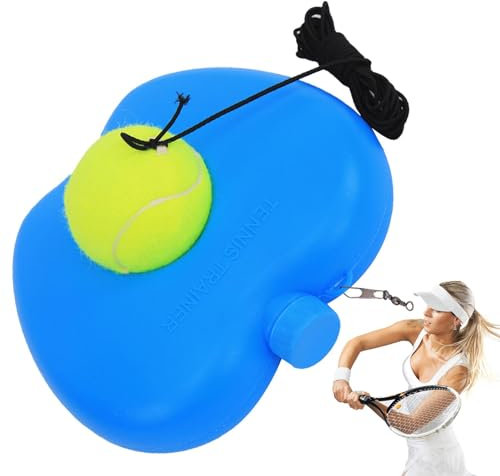 Fulenyi Pallina da rimbalzo per allenatore di tennis, palla da tennis professionale con corda e base, attrezzatura da tennis portatile per palestra, parco, campo da tennis, cortile, giardino
