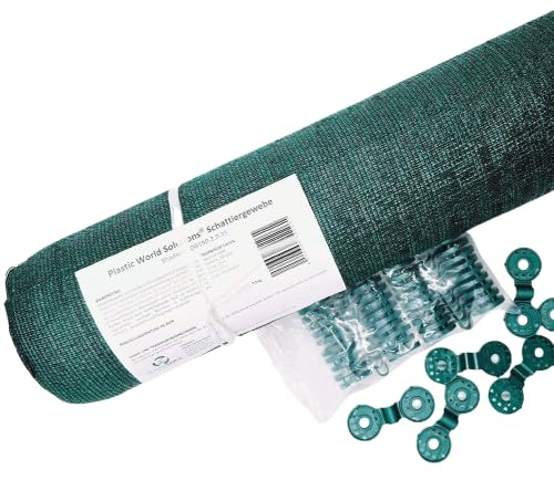 PWS Schattiergewebe 1,2x5m (150g/m²) inkl. Befestigungen Sichtschutz Zaunblende Windschutznetz in Grün, Tennisblende Sportplatzblende Terassenblende Sonnenschutz Balkonensichtschutz