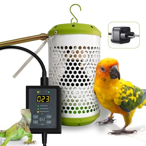 SYSAI Chauffage pour cage à oiseaux avec réglage automatique de la température, protection du câble d'alimentation résistante aux morsures