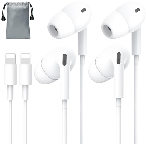2 Pack Lightning Kopfhörer mit Kabel In Ear【MFi-Zertifiziert】 HiFi Stereo mit Mikrofon Ohrhörer,Unterstützt Lautstärkeregelung Geräuschunterdrückung,Kompatibel für iPhone 14/13/12/pro/max,Smartphone