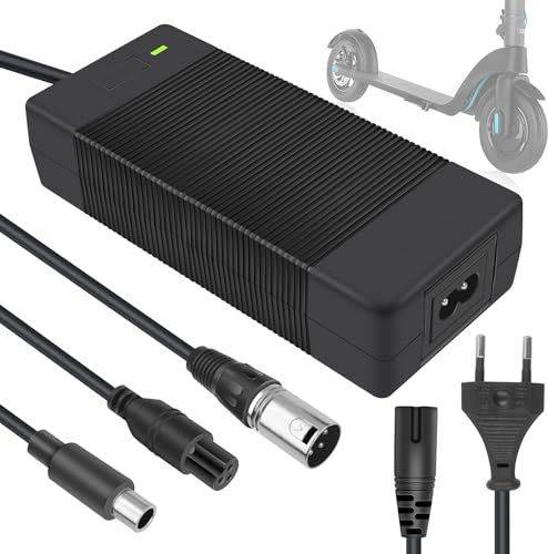 Amélioré Chargeur Trotinette Rapide Electrique, 42V 2A Chargeur Hoverboard, Chargeur Velo Electrique, Universel Chargeur de Batterie avec 4 Connecteurs pour M365/Pro 2 E-Scooter, Monocycle